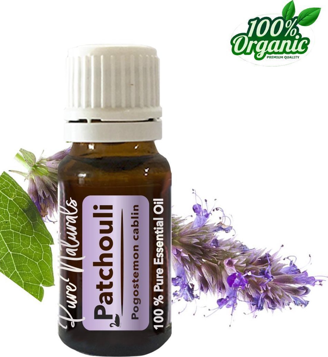 Patchouli etherische Olie 10 ml | Patchouli Oil | 100% PUUR | Bio | Essentiële olie Aromatherapie | Olie diffuser | Geschikt voor inname | Pure Naturals