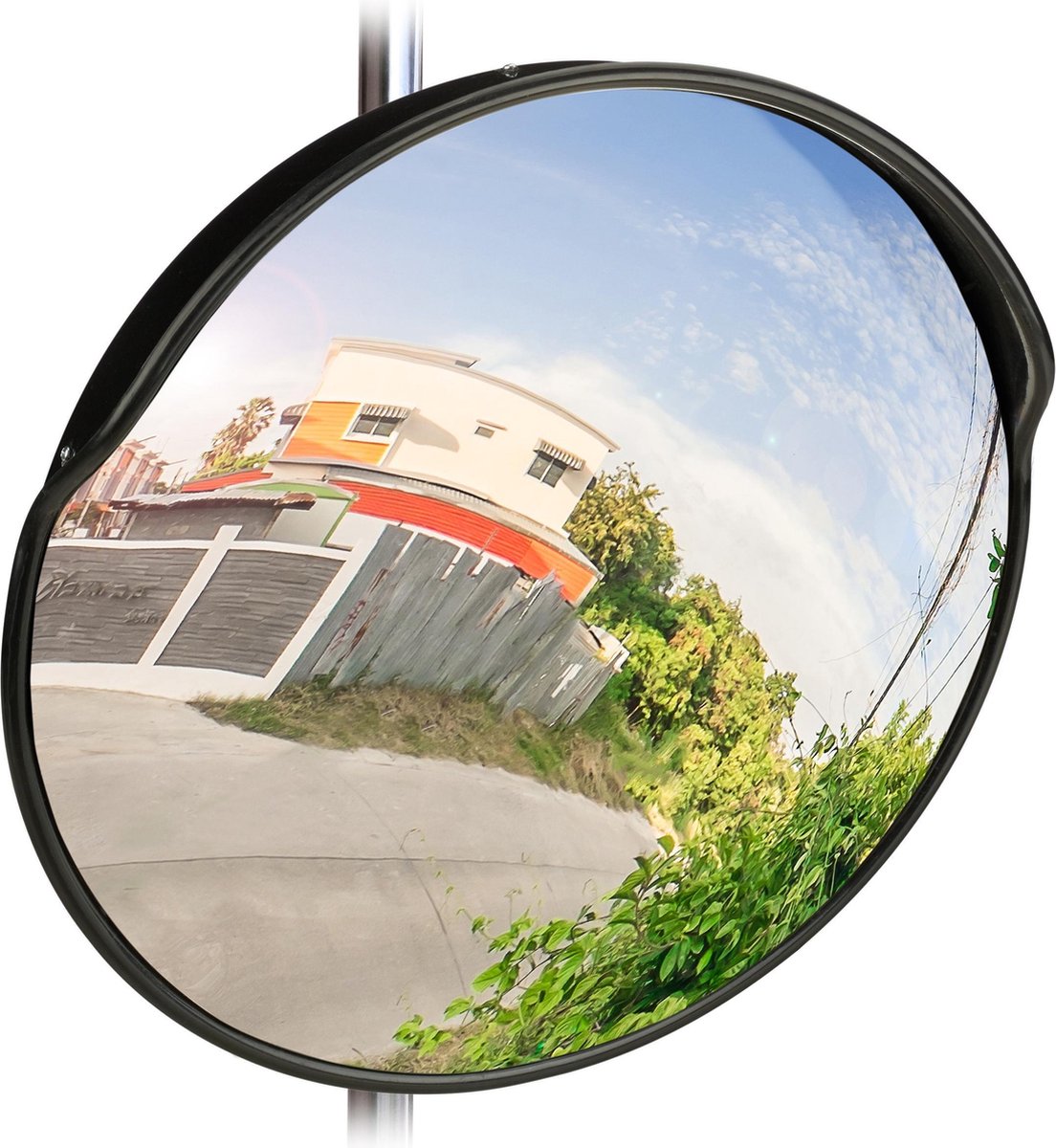 relaxdays verkeersspiegel 60 cm - industriespiegel - veiligheidsspiegel rond - zwart