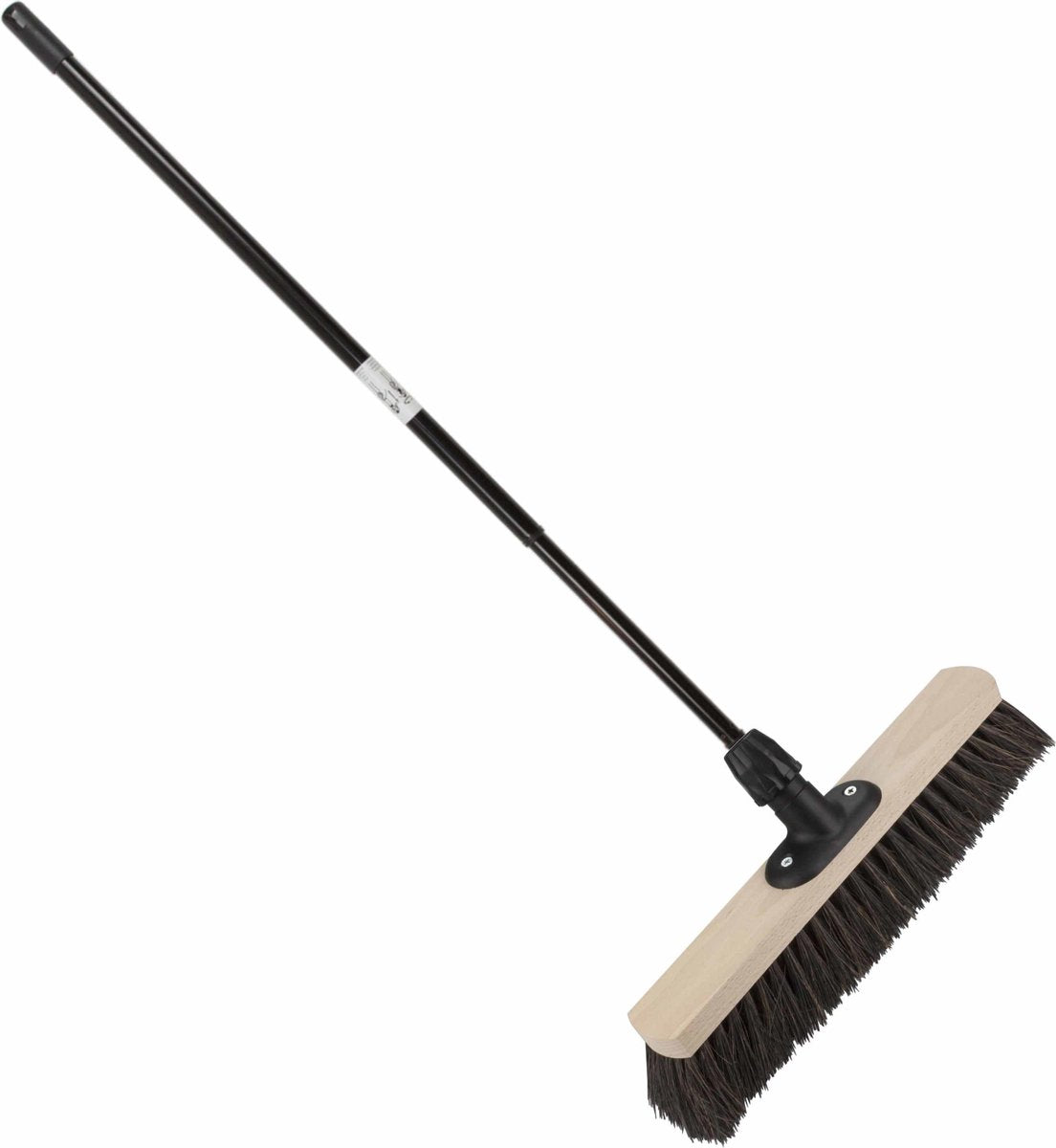 Houten straatbezem/buitenbezem Arenga 50 cm met metalen telescoopsteel zwart 80 - 130 cm - Harde buitenbezems