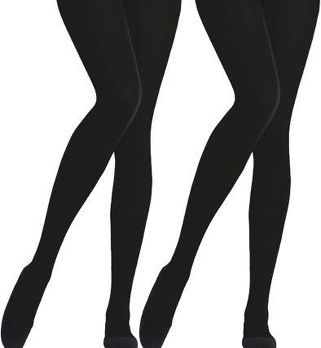 Panty - 2-Pack - Blikdicht 60 denier - Zwart - Maat S-M