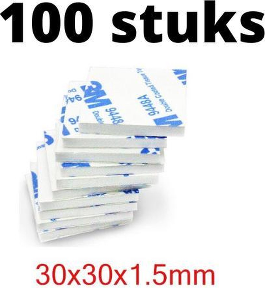 3M Dubbelzijdige Stickers - 100 STUKS - Plakkers - Extra Sterk - Ophangen Poster en Foto - Knutselen - 30 x 30 x 1.5 mm - Plakkertjes - Klevers - Montage - DIY