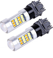 2 STUKS T25 / 3157 10W 1000 LM 6000K Wit + geel licht Richtingaanwijzerlicht met 42 SMD-2835-LED-lampen en lenzen. DC 12-24V