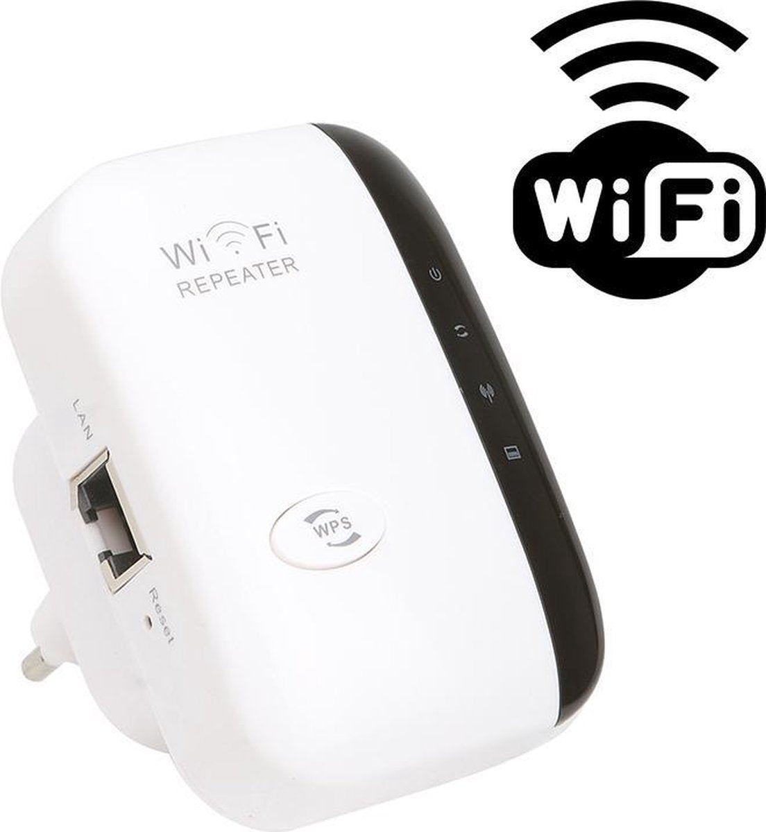 WiFi Versterker Stopcontact + GRATIS Internetkabel - Draadloos of Ethernet - WiFi Repeater - 300 Mbps - 2.4 Ghz – Wit - Athletix