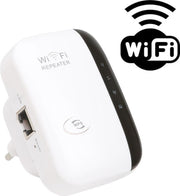 WiFi Versterker Stopcontact + GRATIS Internetkabel - Draadloos of Ethernet - WiFi Repeater - 300 Mbps - 2.4 Ghz – Wit - Athletix
