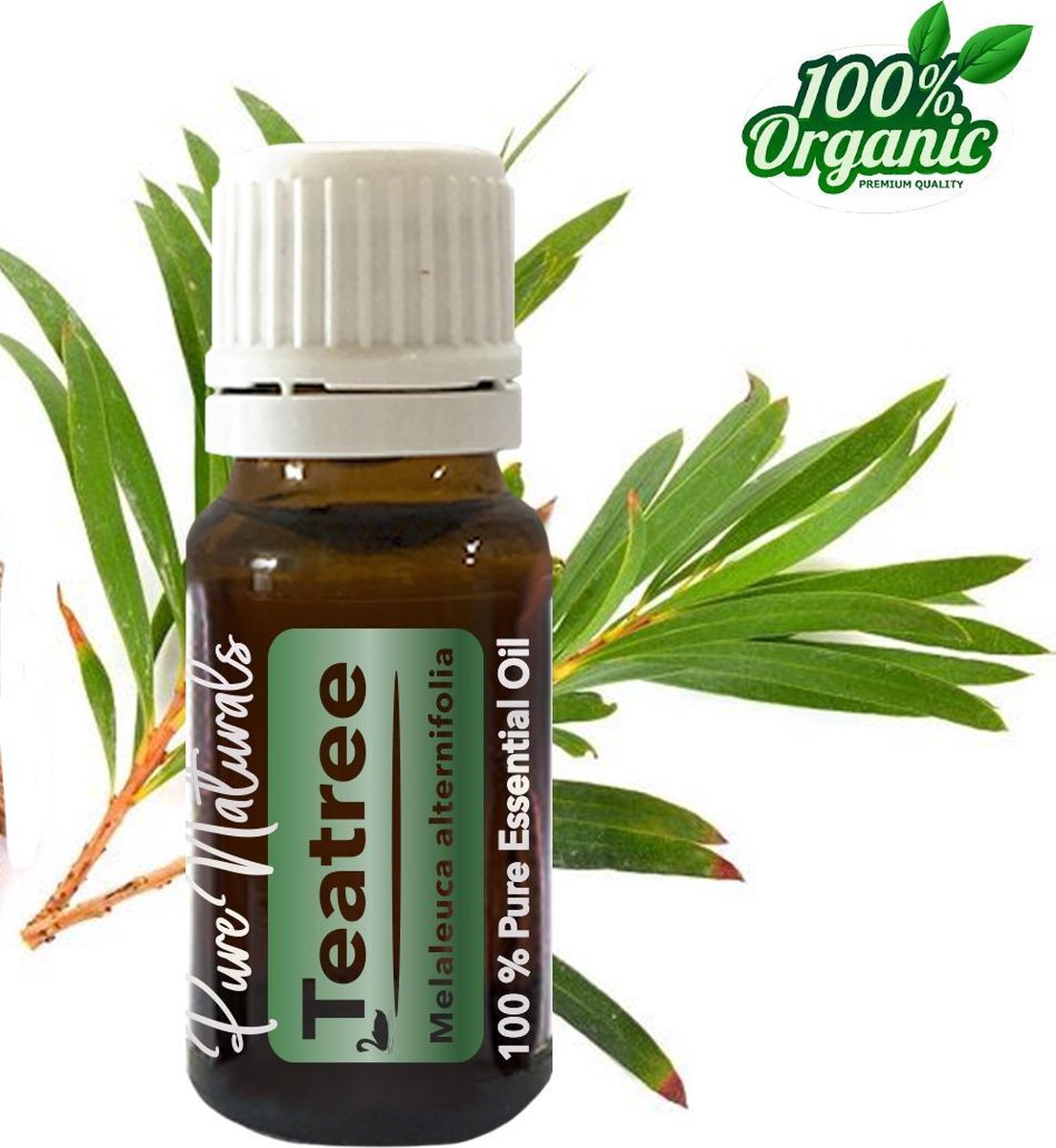 Tea-Tree etherische Olie 10 ml | Tea-Tree Oil | 100% PUUR | Bio | Essentiële olie Aromatherapie | Pure Naturals