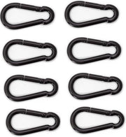8x stuks karabijnhaak / karabijnhaken zwart gelakt staal 5 cm - snaphooks/ carabiners