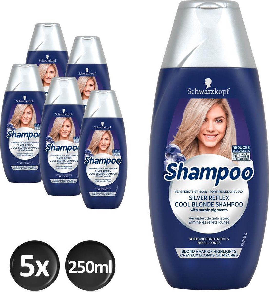Schwarzkopf Silver Reflex Cool Blond Shampoo - 5 stuks