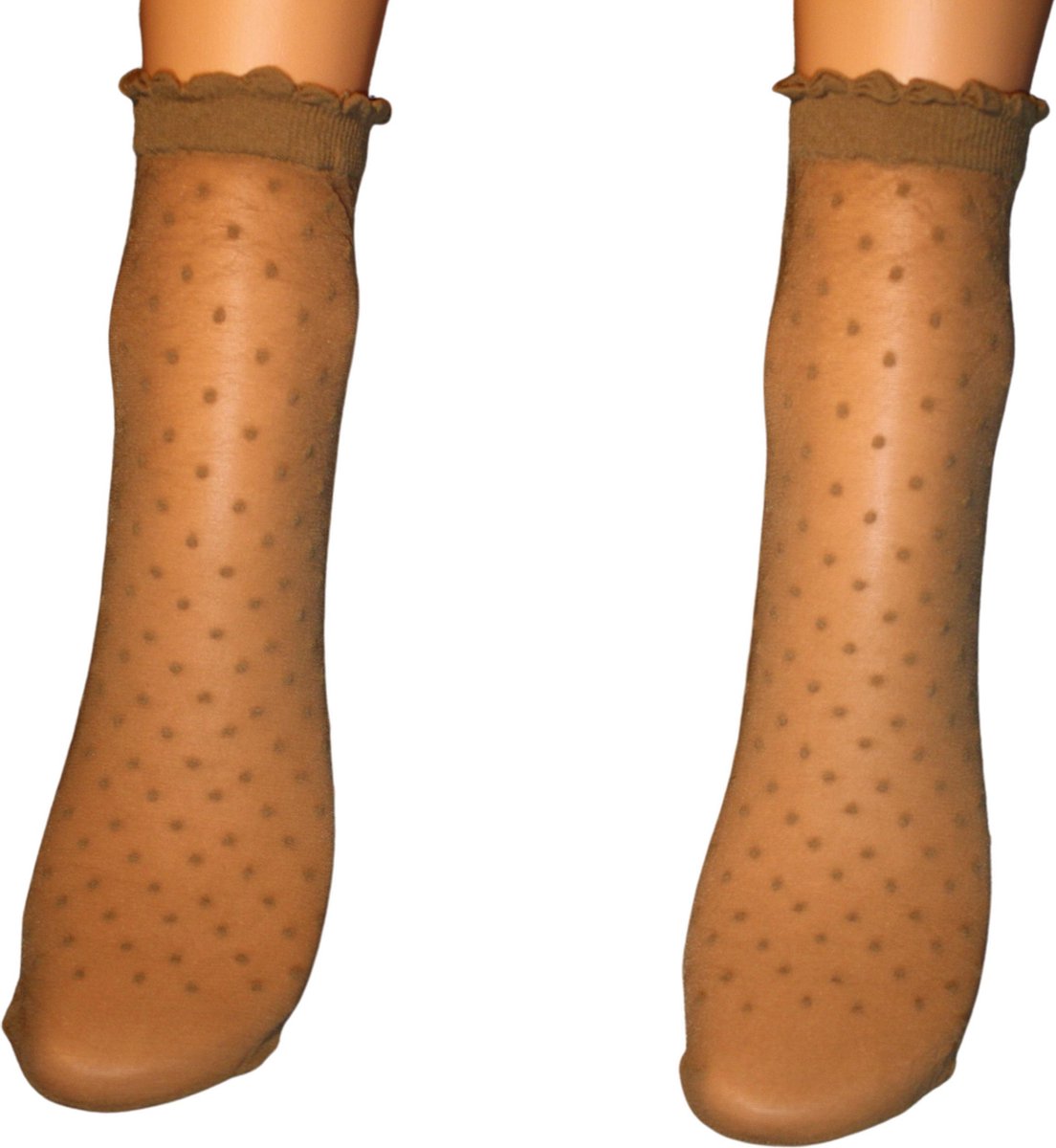 Gabriella pantysokjes Puntina 20DEN beige met stippen. One size