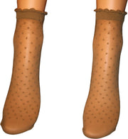 Gabriella pantysokjes Puntina 20DEN beige met stippen. One size