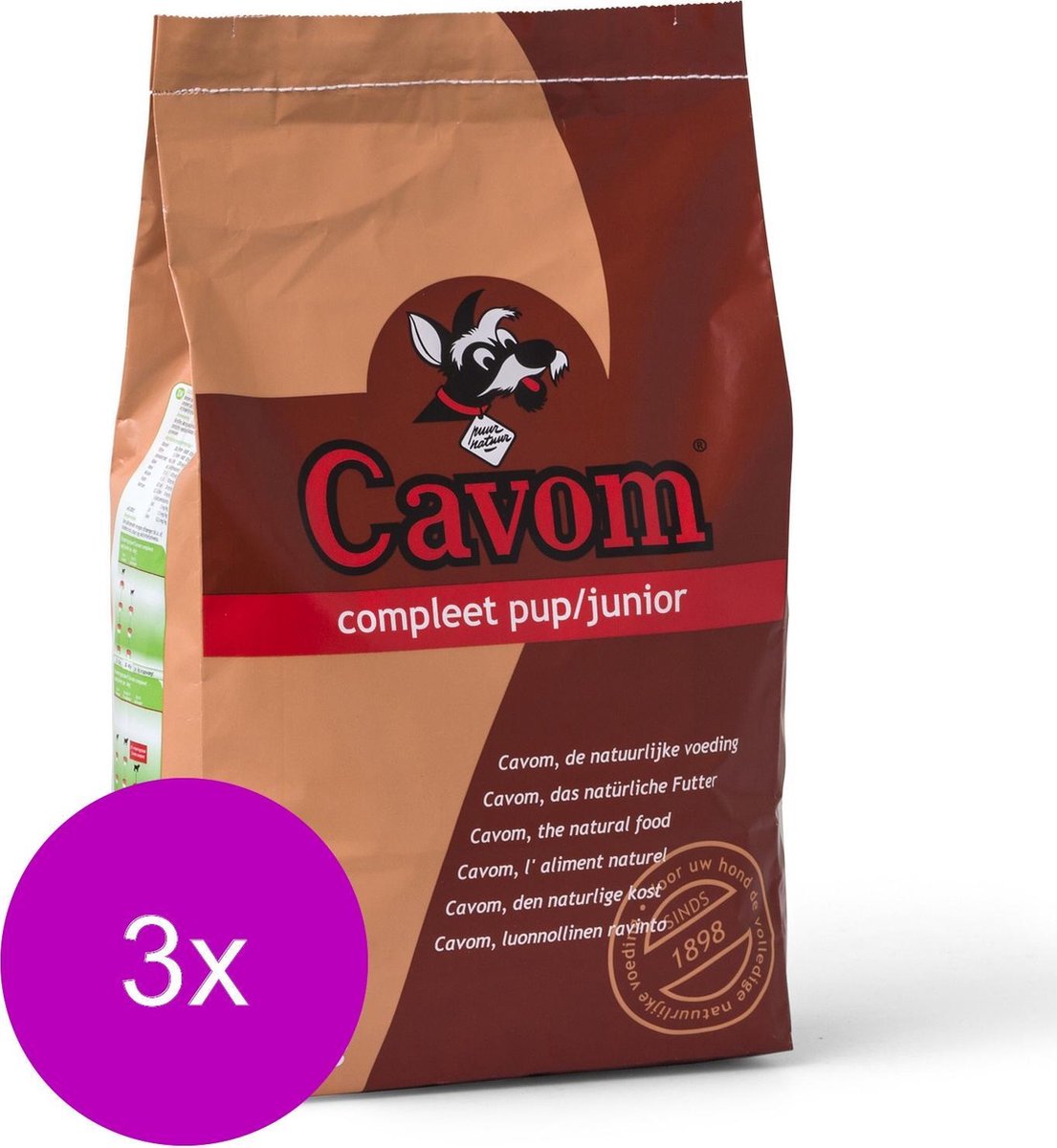 Cavom Compleet Pup/Junior - Rund & Vlees - Hondenvoer - 3 x 5 kg