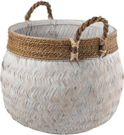 J-Line Mand Handvat Bol Bamboe Touw Wit Large