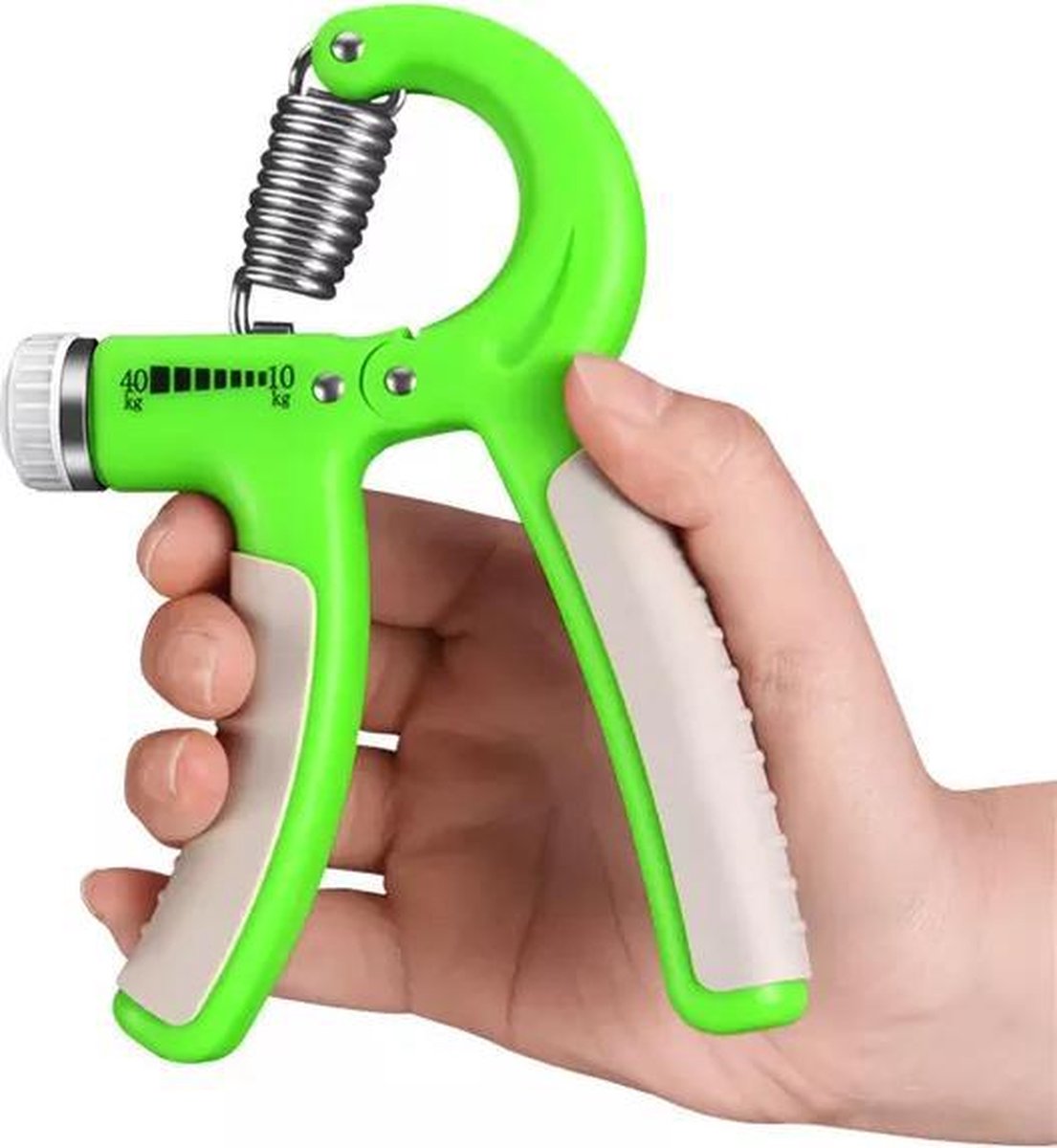 LOUZIR Verstelbare Handtrainer – Verstelbare Handknijper - 10 tot 40 KG – 1 Stuk - Groen/Grijs