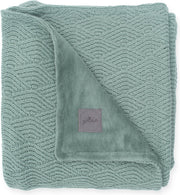 Deken 100x150cm River knit ash green/coral fleece
