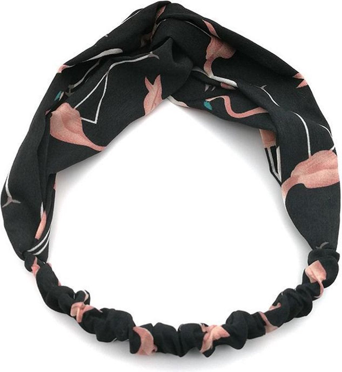 Haarband Flamingo Zwart | Polyester | Elastische Bandana