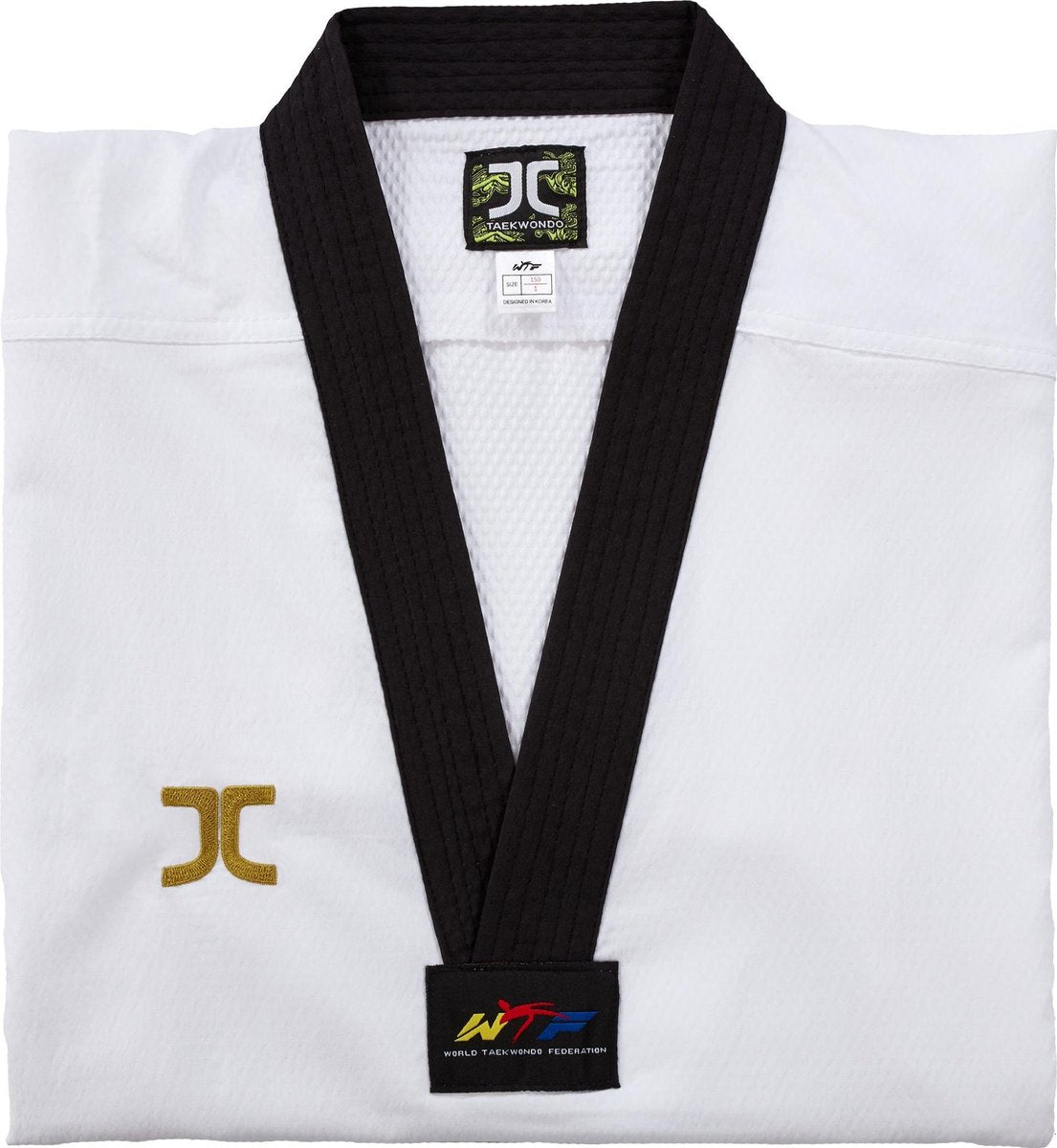 Taekwondo-pak (dobok) Vortex Fighter II JCalicu | WT - Product Kleur: Zwarte kraag / Product Maat: 210