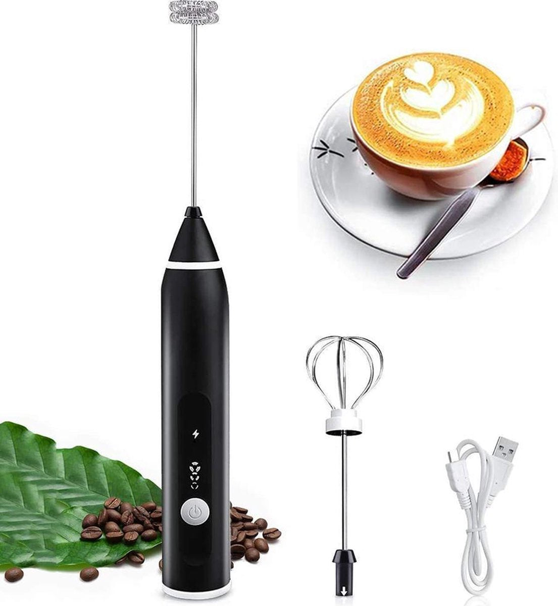 Professionele melkopschuimer - melkopschuimer elektrisch - USB oplaadbaar - eieren & slagroom kloppen - handmatig melkopschuimer - Handmixer - melkklopper - mixer keukenmachine