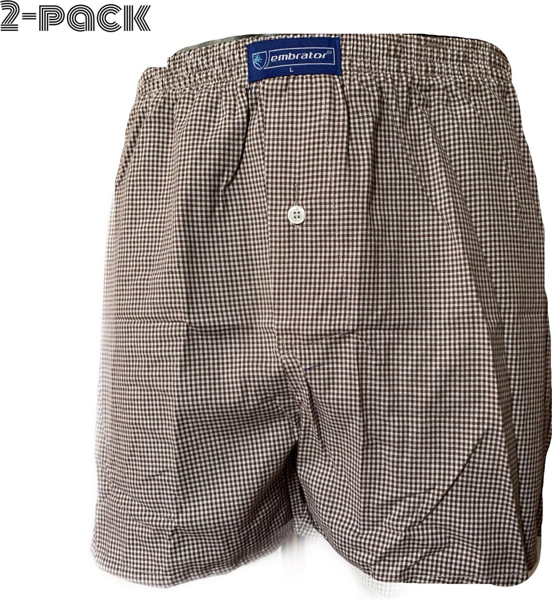 Embrator 2-stuks mannen Boxershort geweven katoen bruin/wit maat L