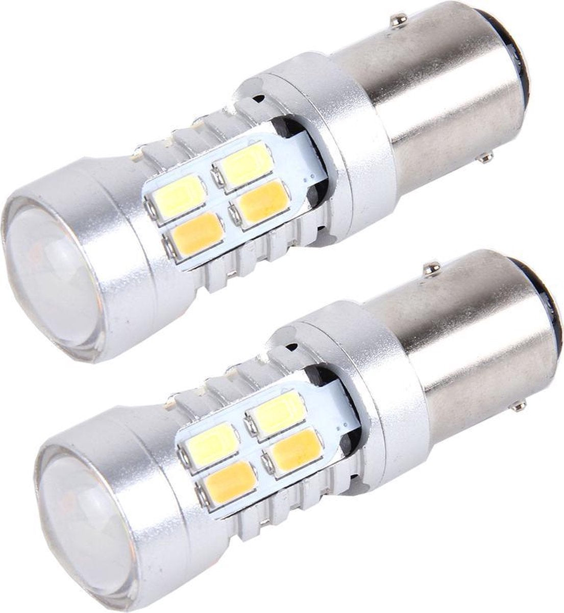 2 STUKS 1157 10W 1000 LM 6000K Wit + geel licht Richtingaanwijzerlicht met 20 SMD-5730-LED-lampen en Len. DC 12-24V