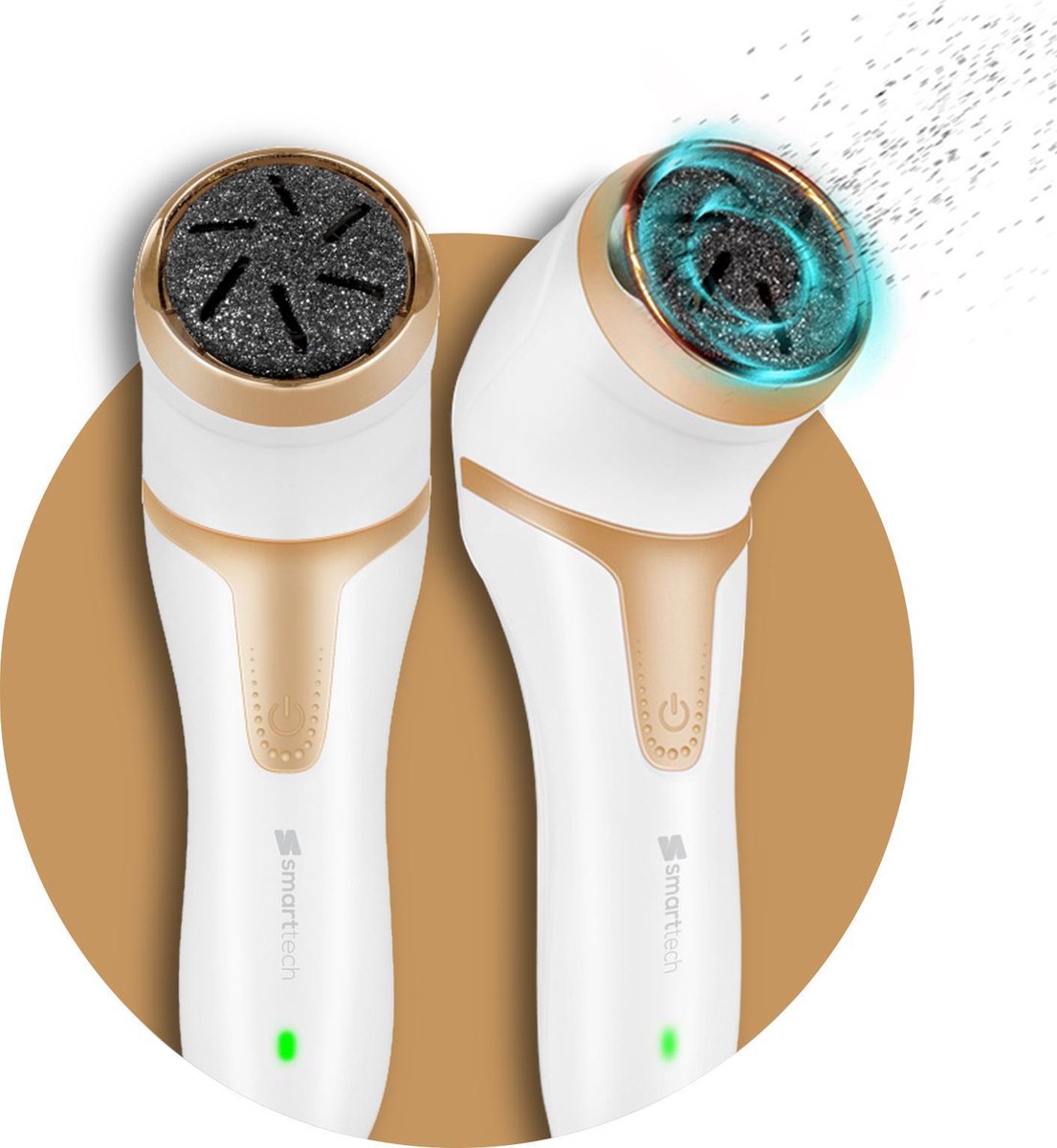 Smarttech® Elektrische Eelt verwijderaar | USB Oplaadbaar | Pedicure Apparaat | Voetvijl | Voeten verzorging | Waterdicht | Draadloos | Voetvijl | Incl. 3 Extra Kristallen Schuurpads | Wit