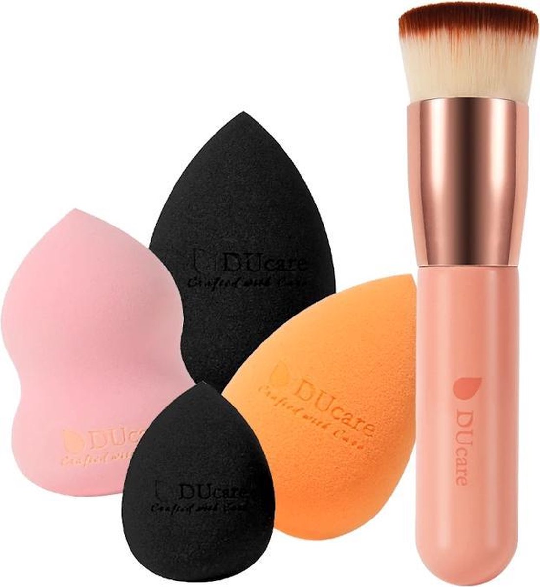 Dermarolling 4+1 Make Up Beauty Blender Sponges & Kabuki Foundation Brush MZD06-2