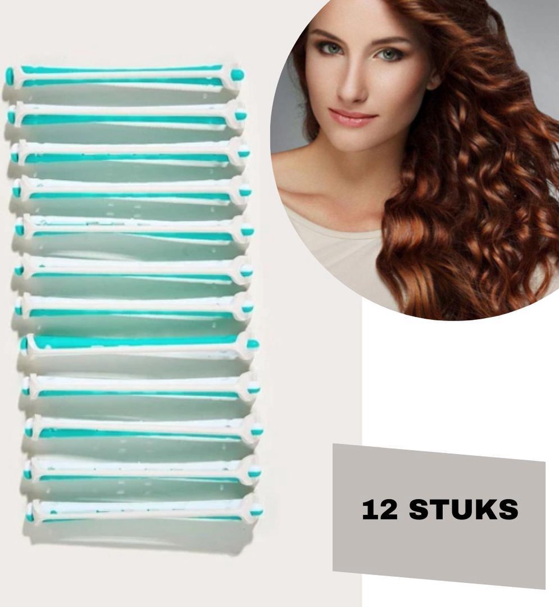 Permanent Wikkels -  Rollers voor Krullen - Krulspelden - Haarrollers - Heatless Curls 12 stuks Blauw