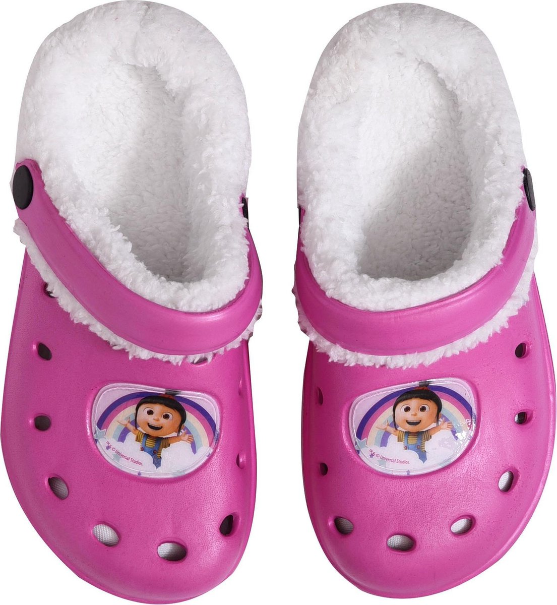 Universal Clog Met Bont Minions Pvc/bont Roze/wit Maat 26-27