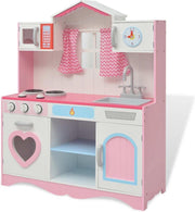 vidaXL Speelgoedkeuken roze en wit 82x30x100 cm hout