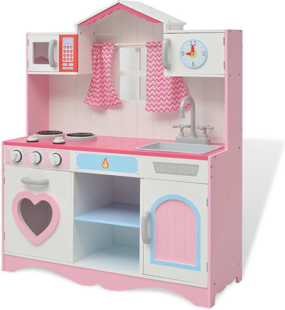 vidaXL Speelgoedkeuken roze en wit 82x30x100 cm hout