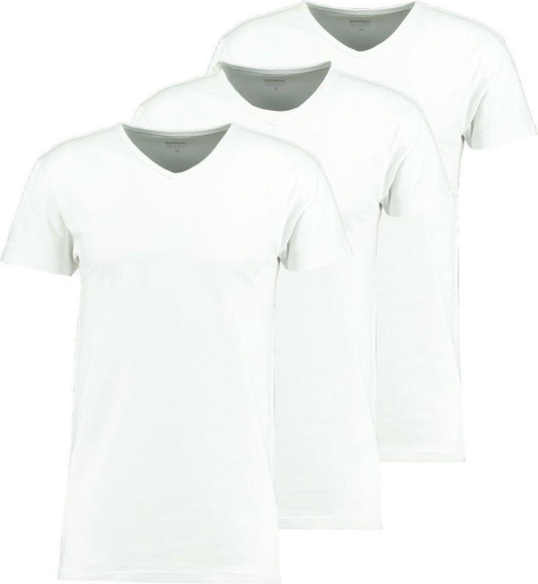 Zeeman heren T-shirt korte mouw - wit - maat M - 3 stuks
