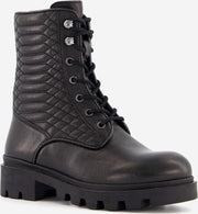 Groot leren meisjes veterboots - Zwart - Maat 35