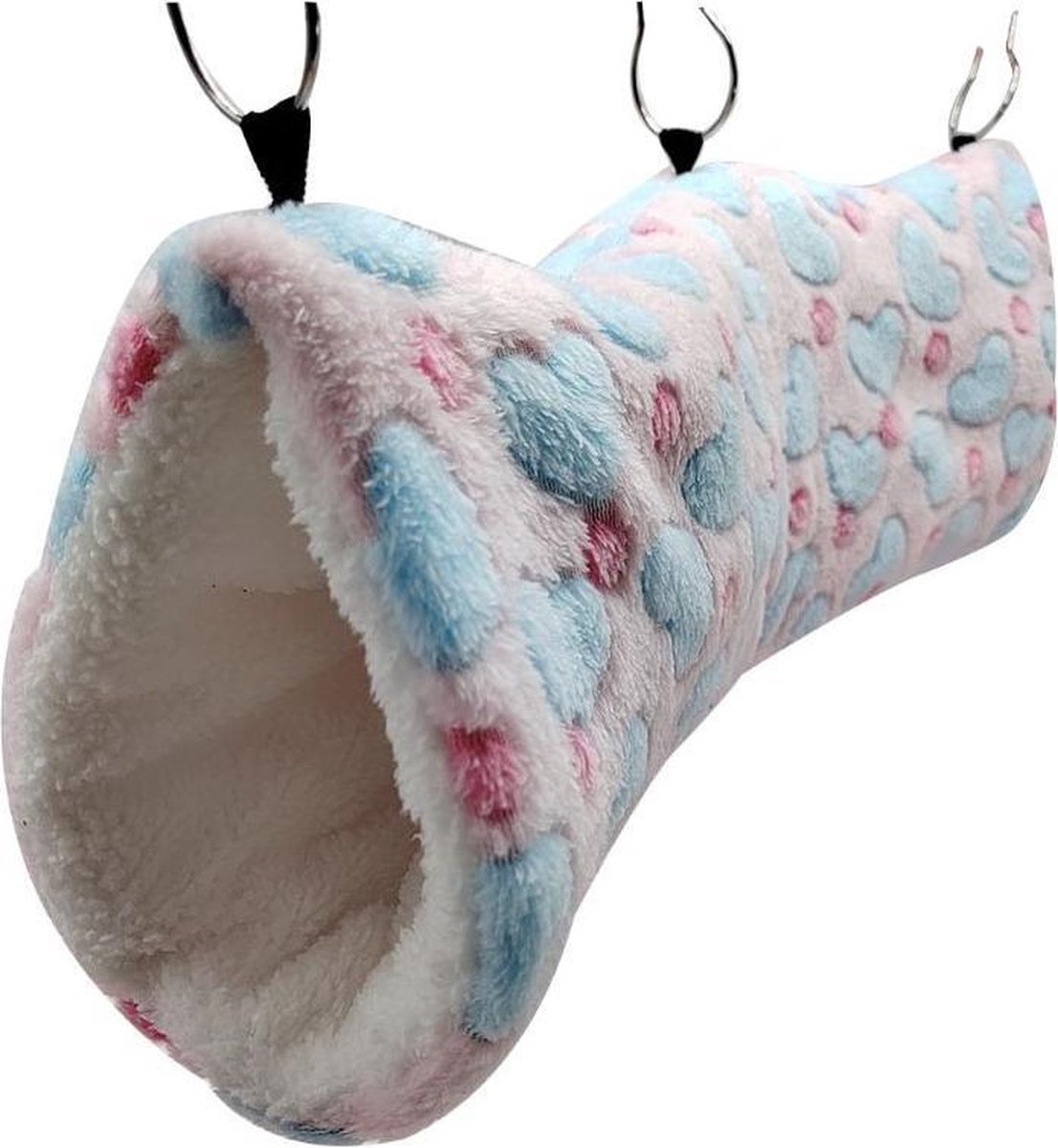 Knaagdieren Tunnel Plushe XL - Hartjes - Roze - 50 x 18