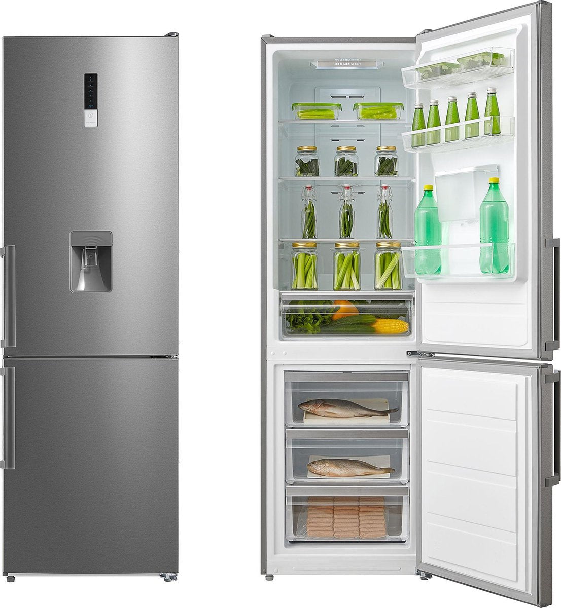 Amica AFN8301X - Koel-en Vriescombinatie - RVS kleur - Waterdispenser