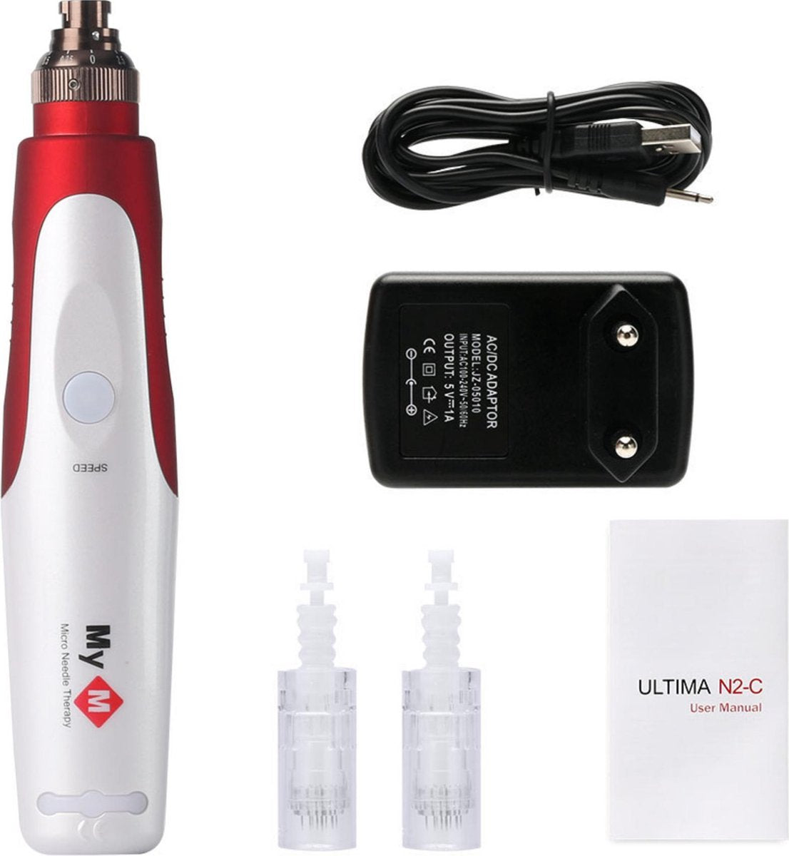 Dr Pen Dermapen - My M - Microneedling - Dermaroller - Stimuleert Aanmaak van Collageen en Elastine - Micro Needling - Derma Roller - Derma Pen - Rood/Wit