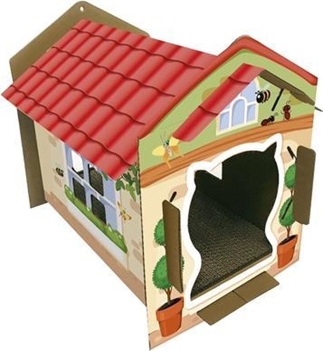 Croci kattenhuis villa print karton - 42x35x50 cm - 1 stuks