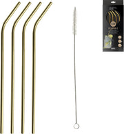Set Van 4 Rietjes + Borstel-Goud