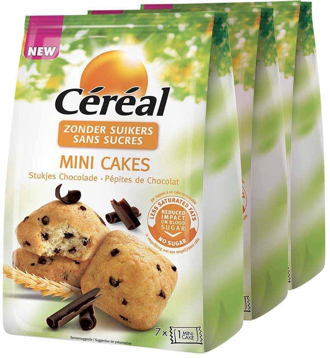 3x Cereal Mini Cakes Stukjes Chocolade 196 gr