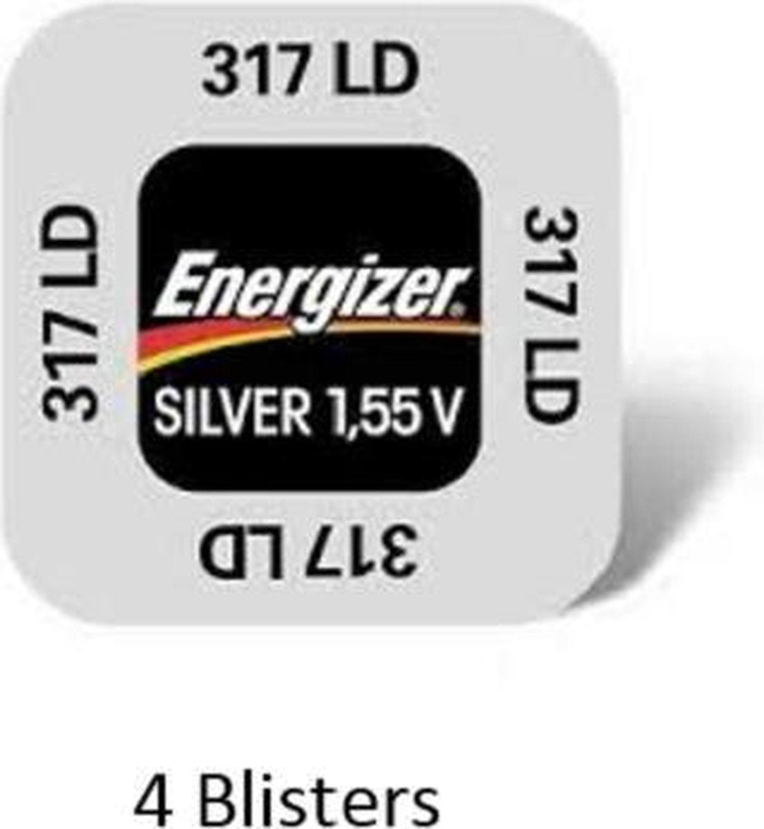 4 stuks (4 blisters a 1 stuk) Energizer Zilver Oxide Knoopcel 317 LD 1.55V