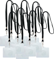 10 Lanyards + 10 badgehouders zwart