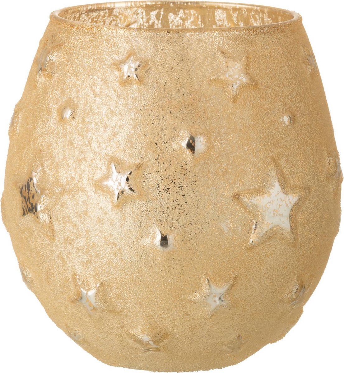 J-Line Windlicht Ster Glas Antiek Goud