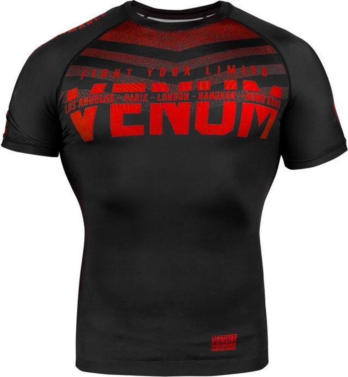 Venum Signature Rashguard Short Sleeves Zwart Rood - XL