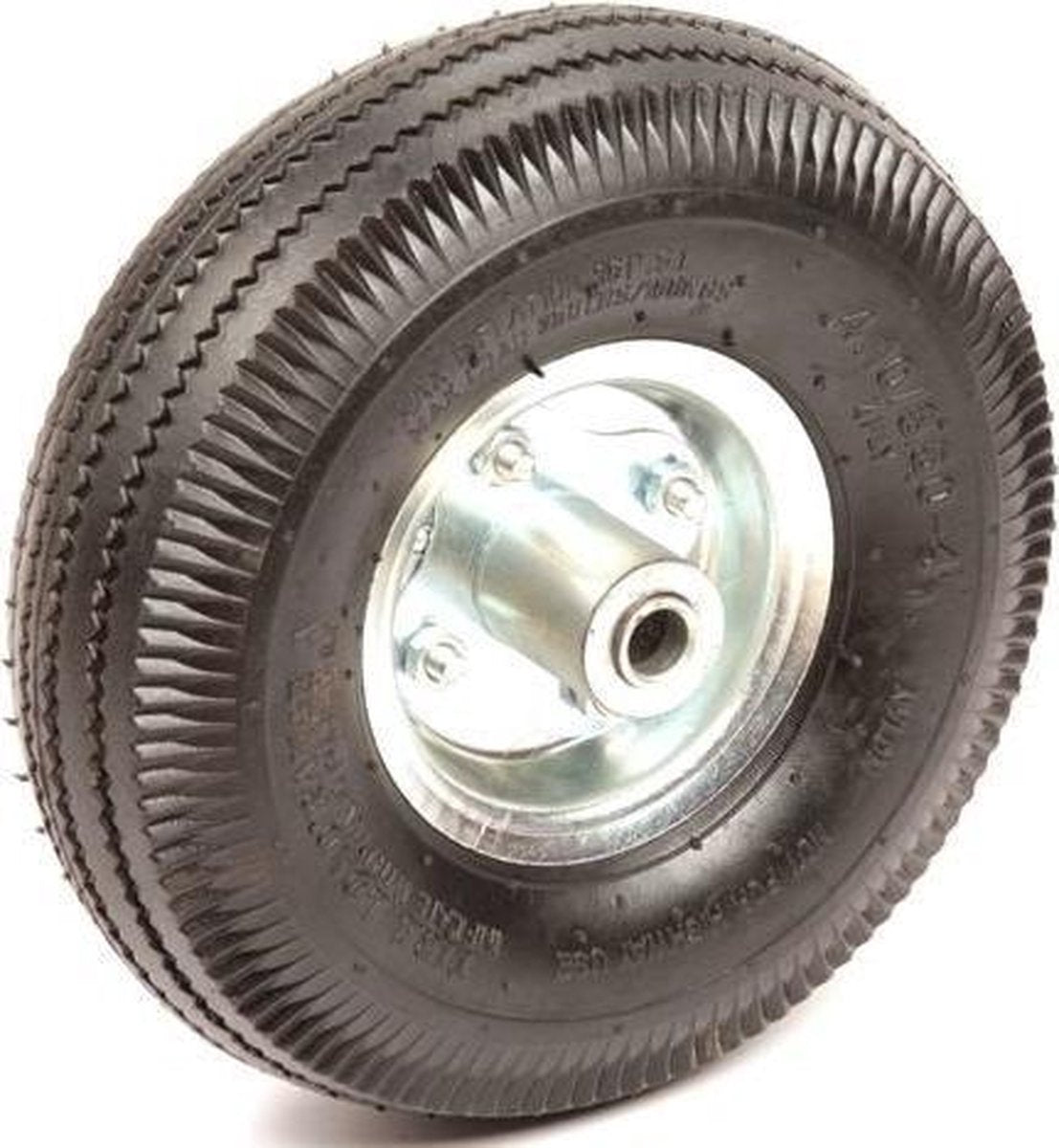 3.50-4 steekwagenwiel - luchtband en stalen velg - 75 kg maximale belasting - 16 mm asgat/naafdiameter - inclusief kogellager