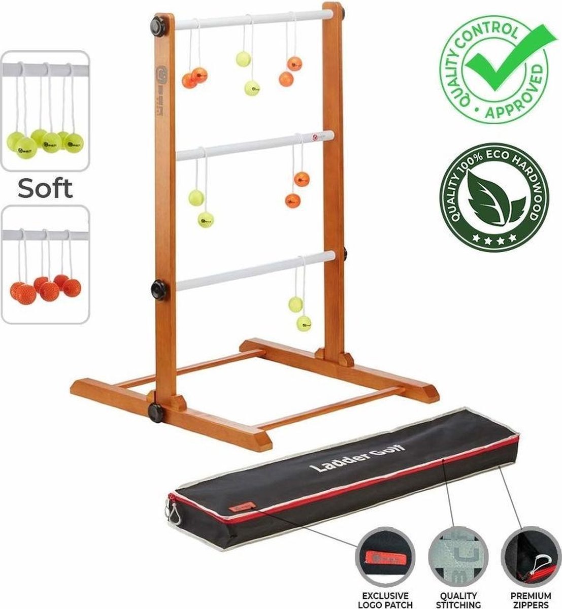 Laddergolf spel - Soft-Golf ballen - Fluor Oranje Geel - Luxe Compleet en Prof.