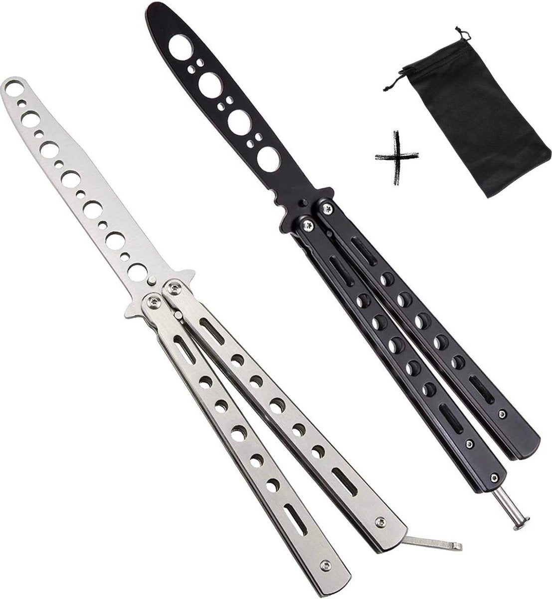 Allerion Vlindermessen set – 2 stuks – Oefenmessen – 100% staal – Inclusief opbergzakje en doosje