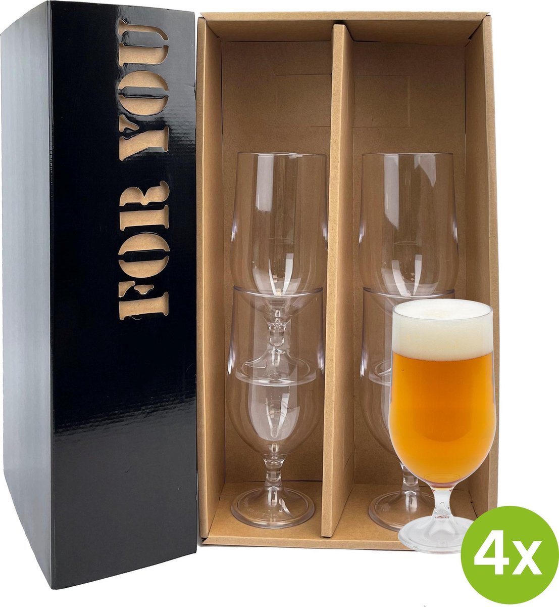4x Bierglas Berlijn 28cl cadeauset | Onbreekbare kunststof / plastic drinkglazen