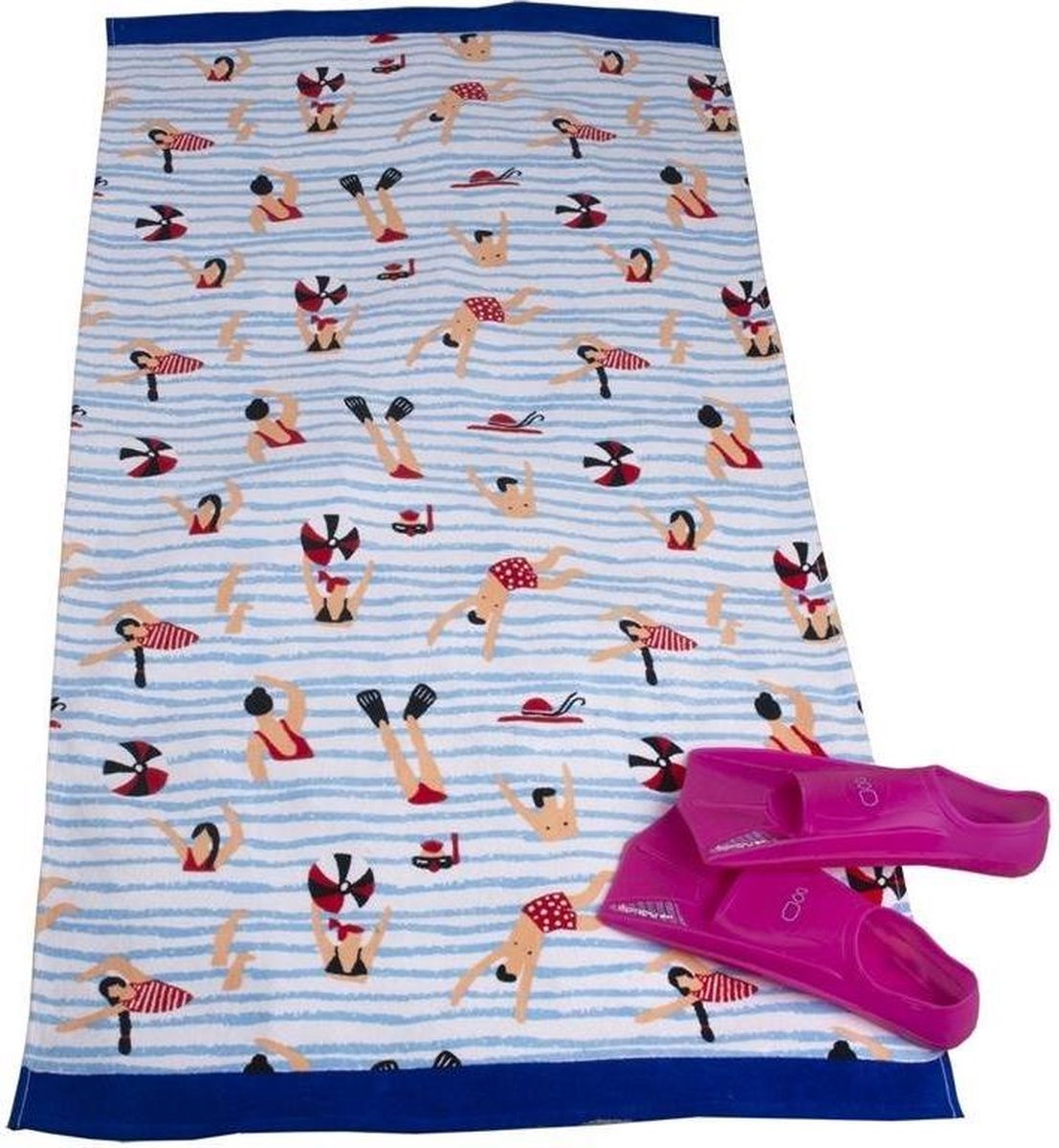 Strandlaken met Zwembad Print 70x140 cm Blauw