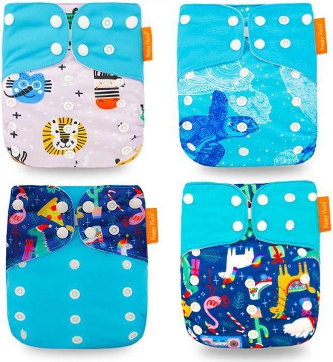 Pocketluier set - blauw | 4 stuks inclusief inleggers + 1 rol inlegvellen | wasbare luiers | herbruikbare luiersals