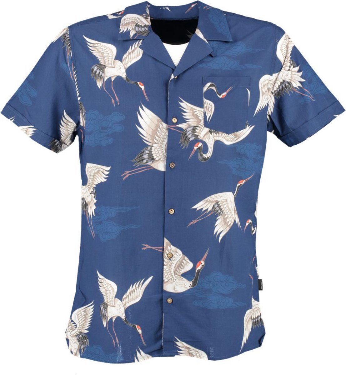Kultivate blauw overhemd katoen viscose - Maat L
