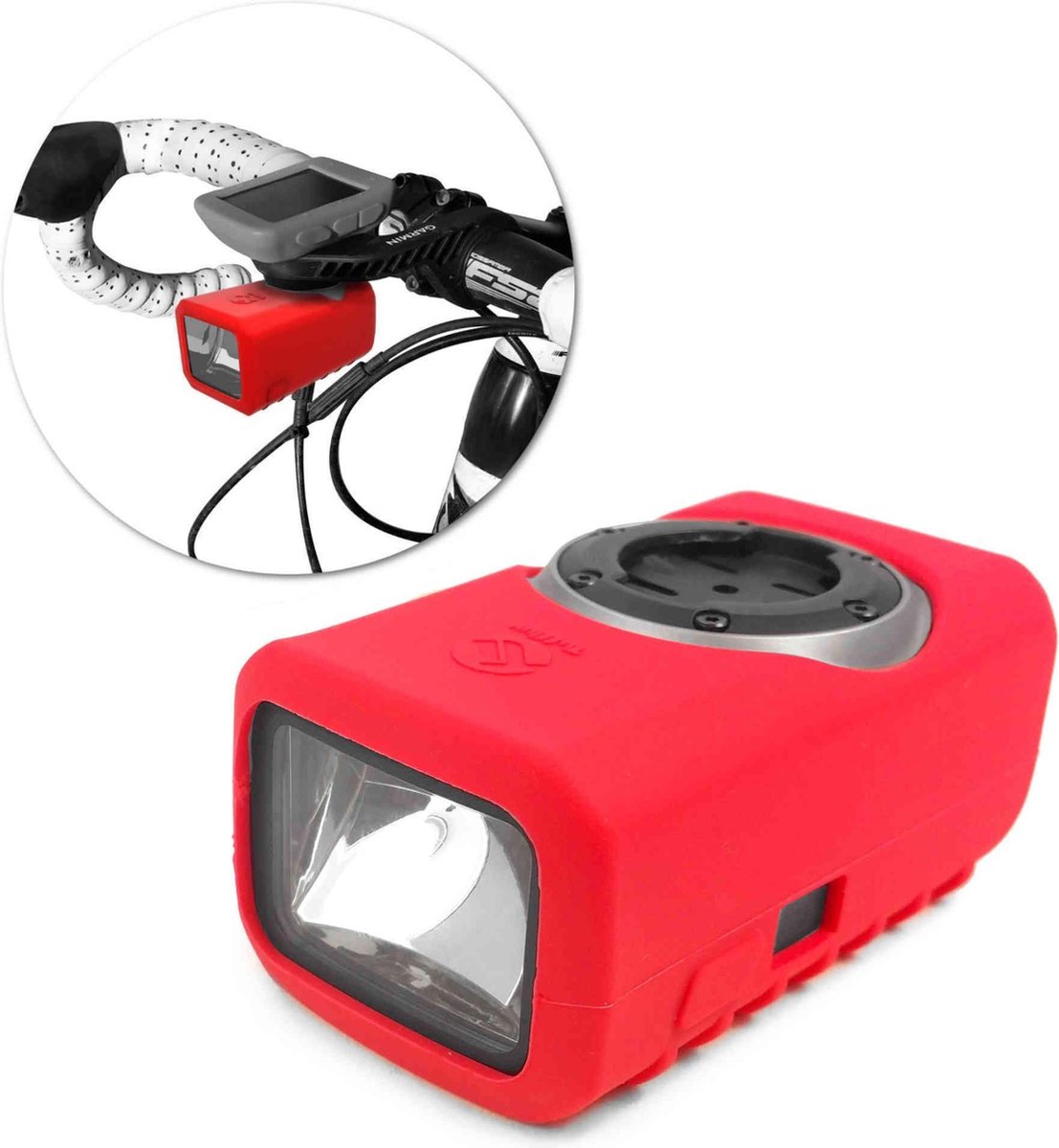 Tuff-Luv Silicone Gel bescherm hoes voor Garmin Varia Light- Rood
