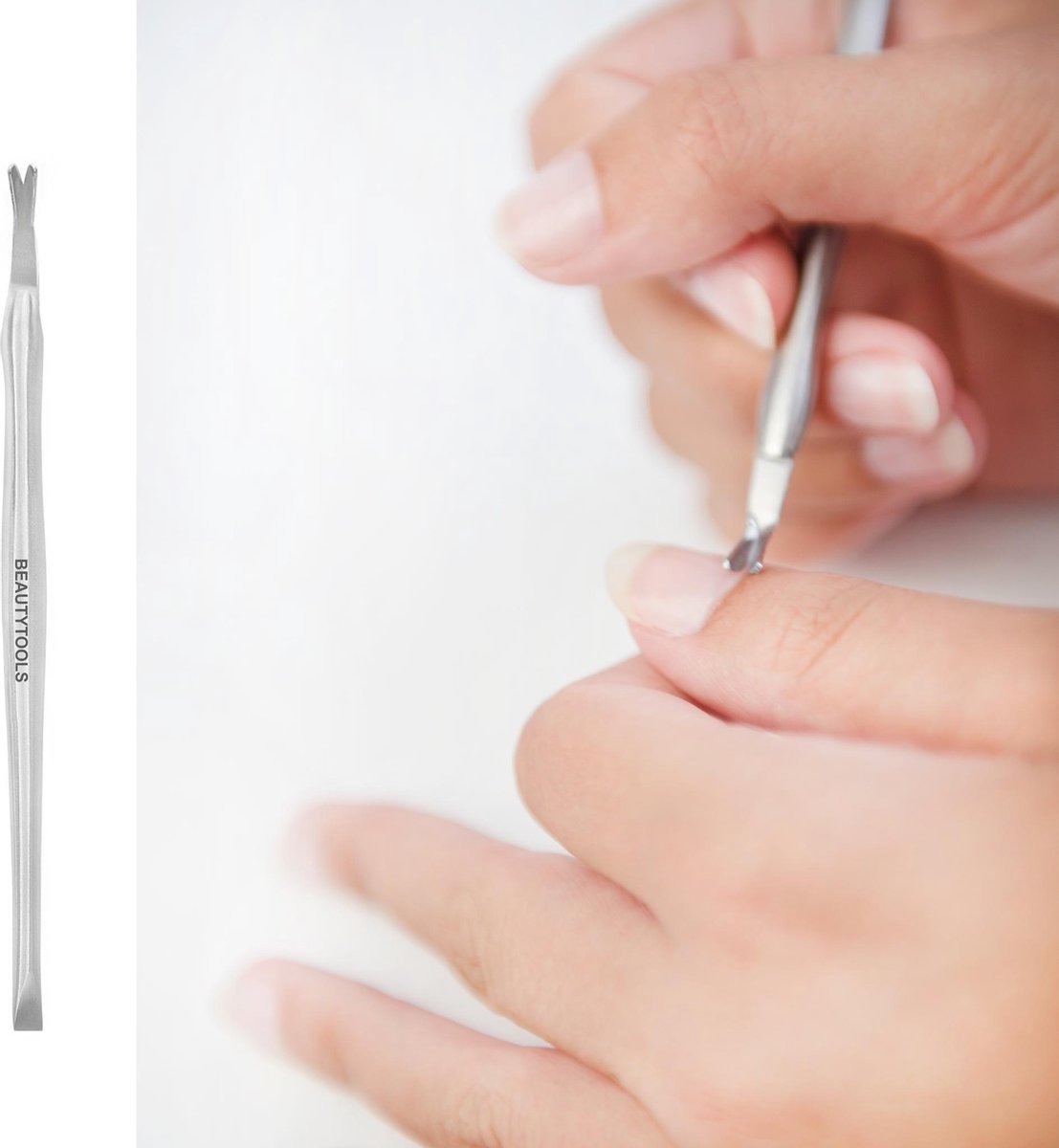 BeautyTools Manicure Nagelriem Verwijderaar / Mesje Voor Het Weghalen van Cuticles - Nagelriem Snijder - Ergonomische handvat (CT-0478) INOX