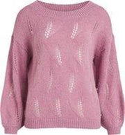 VILA 14068815 Dames SOUTA L/S BOAT NECK KNIT TOP Lavender Trui - Maat S